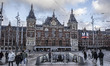 People are seen coming out of the metro underground station in front of Amsterdam Centraal...