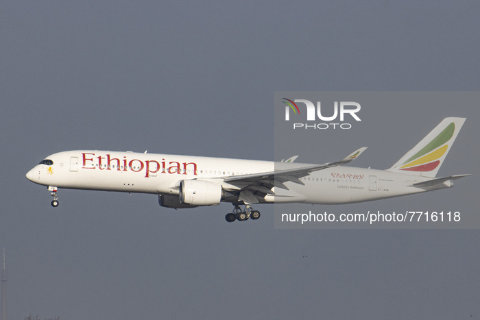 Ethiopian Airlines Airbus A350 Landing In Brussels