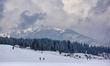 Snow-covered famous Ski resort Gulmarg on a sunny day on 10 February 2022.    