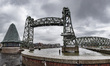 Panoramic wide angle view of the iconic historic De Hef - Koningshavenbrug Bridge in the D...