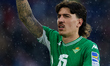 Hector Bellerin of Real Betis reacts during the La Liga Santander match between Levante UD...