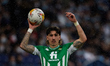 Hector Bellerin of Real Betis takes a throw in during the La Liga Santander match between...