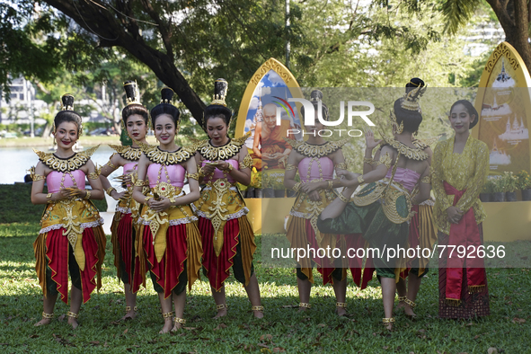 Traditional Thai dancers prepare to perform during the Thailand Tourism Festival 2022, Thai Government campaign new normal, COVID-free appro...