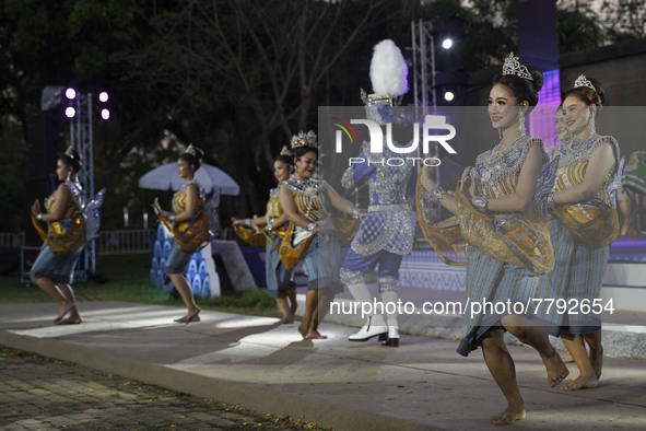 Traditional Thai dancers perform during the Thailand Tourism Festival 2022, Thai Government campaign new normal, COVID-free approach, and to...
