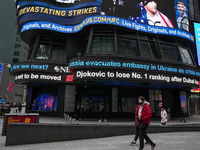 Atmosphere in New York City, USA during the Ukraine-Russia crisis on February 24, 2022. United States President Joe Biden has announced new...