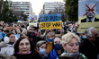 Thousands of people protest against Russia's military operation in Ukraine front of the Gr...