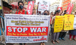 All India Students' Association protest against Russia's invasion into Ukraine. They deman...