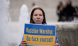 Ukrainians who living in Greece  protest against Russia's military operation in Ukraine fr...