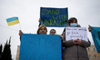Ukrainians who living in Greece  protest against Russia's military operation in Ukraine fr...