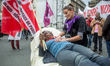 demonstrators block the Rivoli street, some bed and medical supplies. Employees of France...
