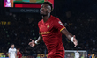 Tammy Abraham of AS Roma celebrates after scoring first goal during the Serie A match betw...