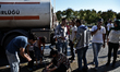 Migrants trying to reach the borders of european union are waiting in a improvise camp nea...
