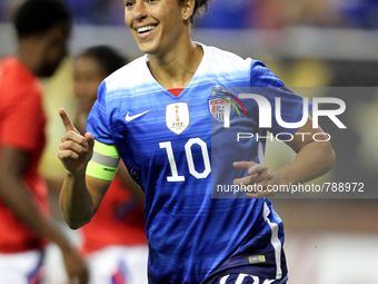 US midfielder Carli Lloyd celebrates her goal in the 6th minute of the game in the International Friendly match between the United States an...