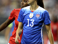 US forward Alex Morgan during the first half of the International Friendly match between the United States and Haiti at Ford Field, in Detro...