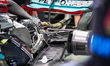 Mercedes AMG F1 Team W13, mechanical detail of the engine and rear of the car during the F...