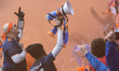 Fans are seen celebrating a goal during a Major League Soccer match between FC Cincinnati...