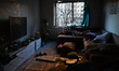 An apartment shows damage caused by the shelling of Russian troops in Sviatoshynskyi distr...