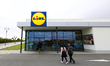Lidl supermarket logo from Germany, after some multinationals left Russia due to the war w...