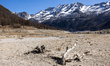 A view of the lake of Ceresole Reale, Orco Valley, Alps Region, Northwestern Italy, on Mar...