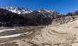 A view of the lake of Ceresole Reale, Orco Valley, Alps Region, Northwestern Italy, on Mar...