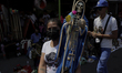 Followers of Santa Muerte outside her temple located in Tepito, Mexico City, where several...