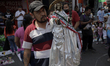 Followers of Santa Muerte outside her temple located in Tepito, Mexico City, where several...