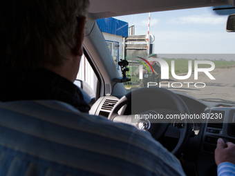 Vehicle crosses the BCP Customs Control Zone on the border between Ukraine and Moldova (