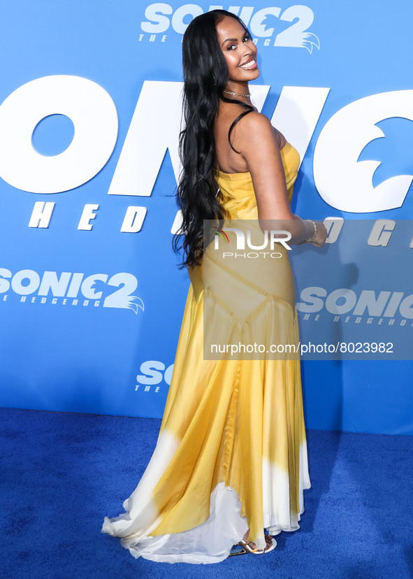 Somalian-American actress Sabrina Dhowre Elba arrives at the Los Angeles Premiere Screening Of 'Sonic The Hedgehog 2' held at the Regency Vi...