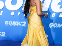 Somalian-American actress Sabrina Dhowre Elba arrives at the Los Angeles Premiere Screening Of 'Sonic The Hedgehog 2' held at the Regency Vi...