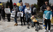 Ukrainians living in Greece gathered outside the Greek Parliament to protest against Russi...