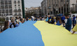 Ukrainians living in Greece gathered outside the Greek Parliament to protest against Russi...