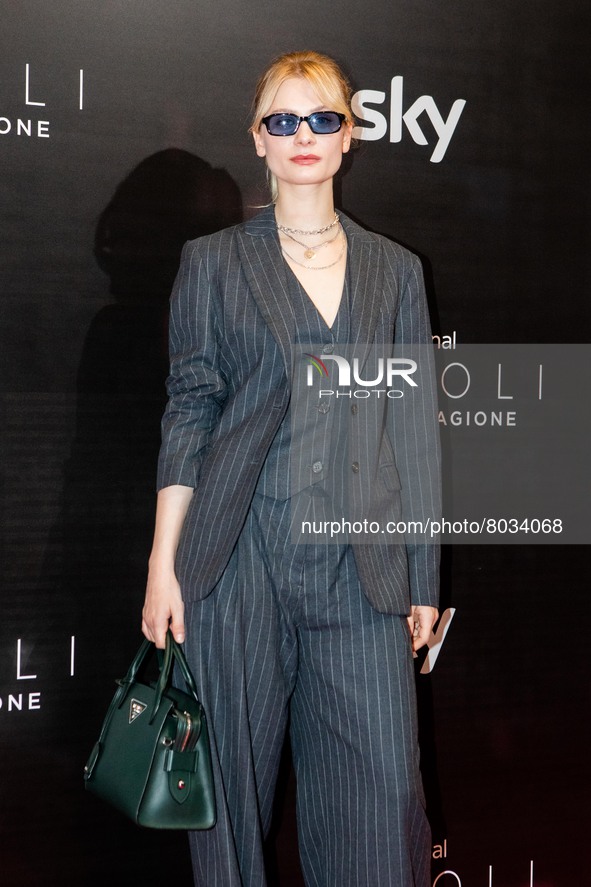Clara Rosager attends the "Diavoli" Tv Series Second Season Premiere at The Space Odeon on April 08, 2022 in Milan, Italy. 