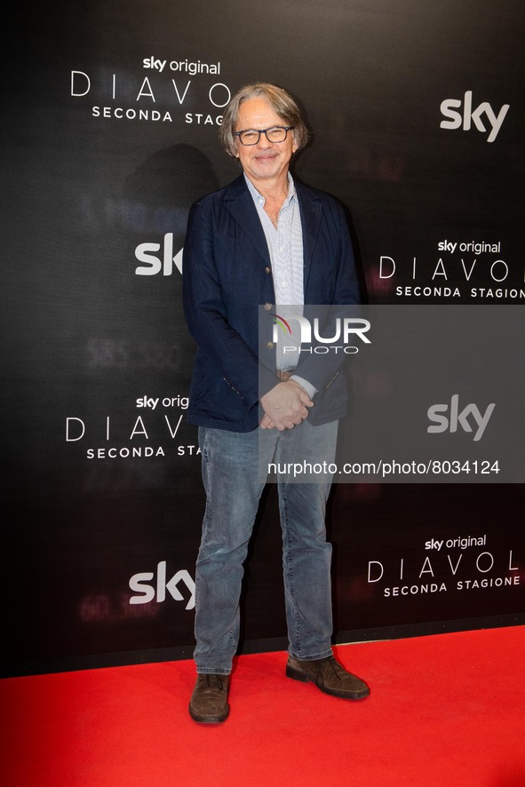 Frank Spotnitz attends the "Diavoli" Tv Series Second Season Premiere at The Space Odeon on April 08, 2022 in Milan, Italy. 
