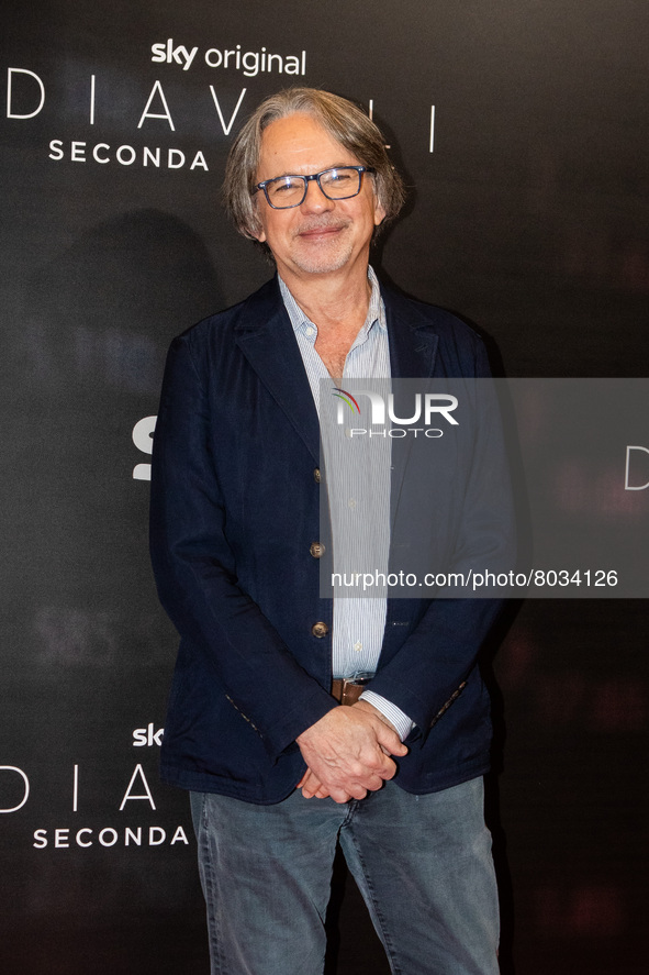 Frank Spotnitz attends the "Diavoli" Tv Series Second Season Premiere at The Space Odeon on April 08, 2022 in Milan, Italy. 