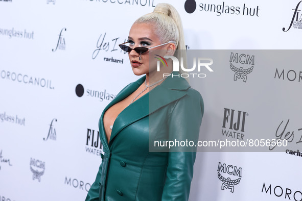 American singer-songwriter Christina Aguilera arrives at The Daily Front Row's 6th Annual Fashion Los Angeles Awards presented by Yes I Am C...