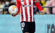Iker Muniain of Athletic Club takes a throw-in during the La Liga Santander match between...