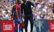 Crystal Palace manager Patrick Vieira  give final instructions to Crystal Palace's Jordan...