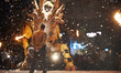 Francois de la Rosiere looks at Long-Ma sleeping at the end of the spectacle. A robot, a m...