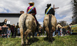 A traditional horse riding procession on Easter Monday in Zernica, near Gliwice, Poland, A...