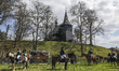 A traditional horse riding procession on Easter Monday in Zernica, near Gliwice, Poland, A...