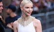 Actress Anya Taylor-Joy wearing a Dior dress and gold collar necklace with a Tiffany and C...