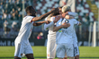 Simone Corazza of US Alessandria Calcio celebrates whit his team mates the goal of 0-2 dur...