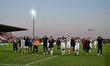 US Alessandria salutes the supporters at the end of the Serie B Football match between AS...