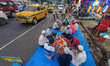 People are seen gathered together to break their fast  at iftar time during the holy month...