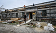 ZAPORIZHZHIA, UKRAINE - APRIL 16, 2022 - Labourers work to repair a 70-year-old building s...
