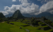 View of the ancient Inca city of Machu Picchu located in the Andes at an altitude of 2,430...