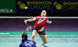Yvonne LI from Germany and Edith Urell from Sweden, Round of 32 during the European Badmin...