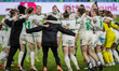Players of ETO FC Győr celebrate their victory after the match at Simple Hungarian Women C...