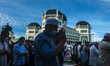 Believers seen prays to celebrate the Eid mubarak 1443 Hijri in Al-Mahsun Grand Mosque, Me...