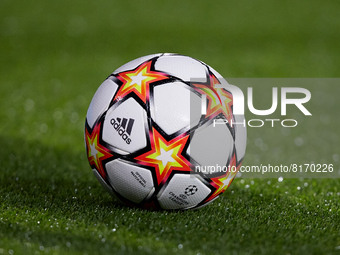 Official match ball is seen prior to the UEFA Champions League Semifinal Leg Two match between Villarreal CF and Liverpool FC at Estadio de...
